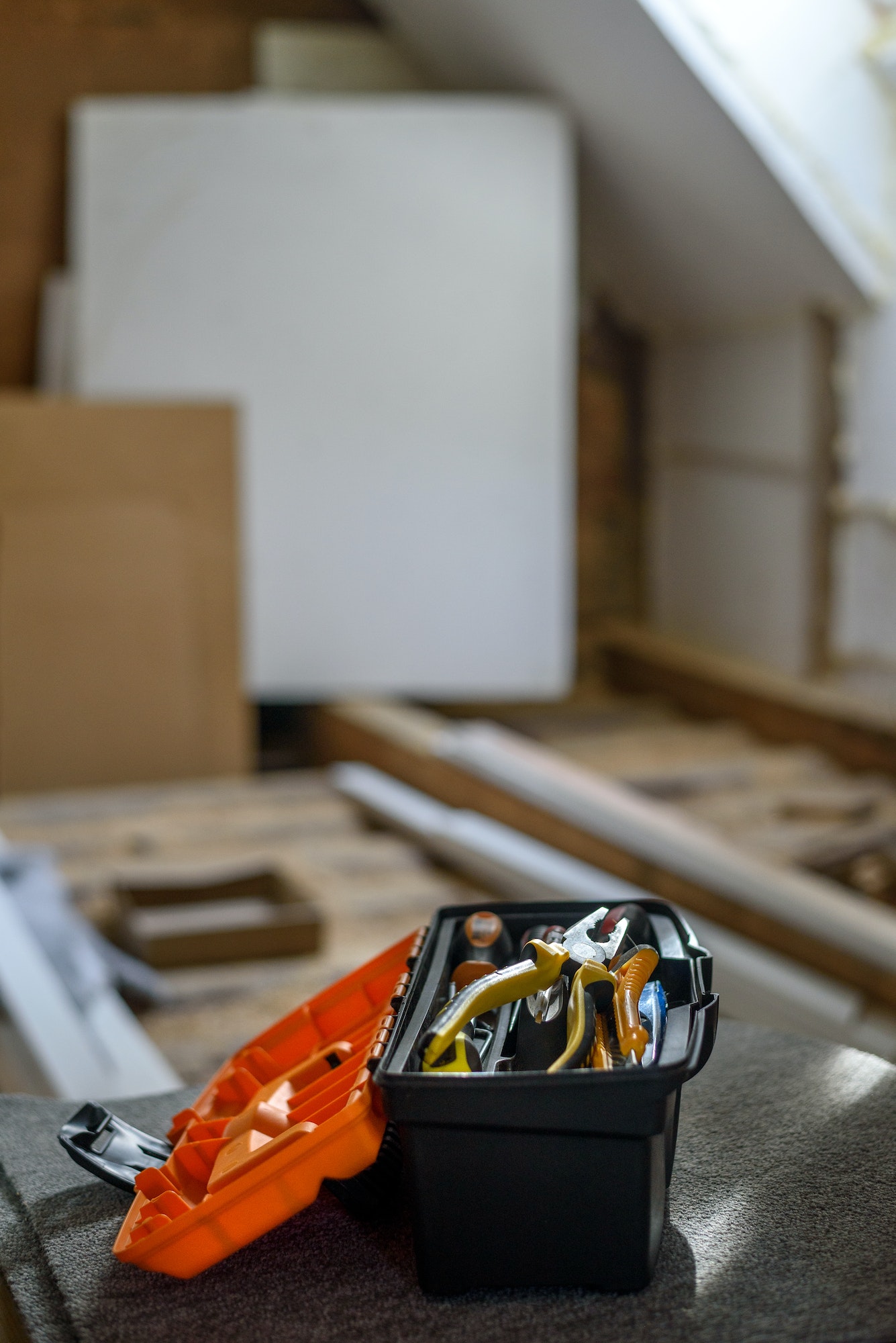 Tool box in apartment renovation area